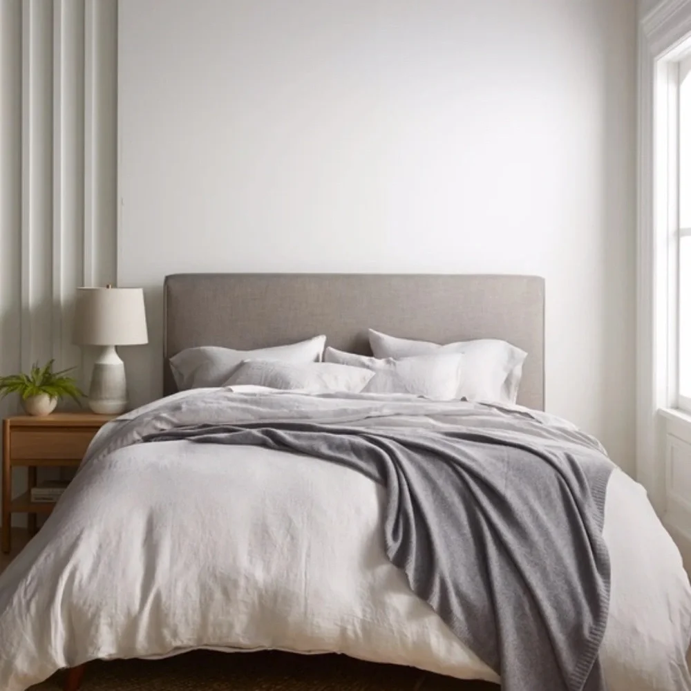 NWOT Quince European Linen Queen Duvet Cover in Light Grey